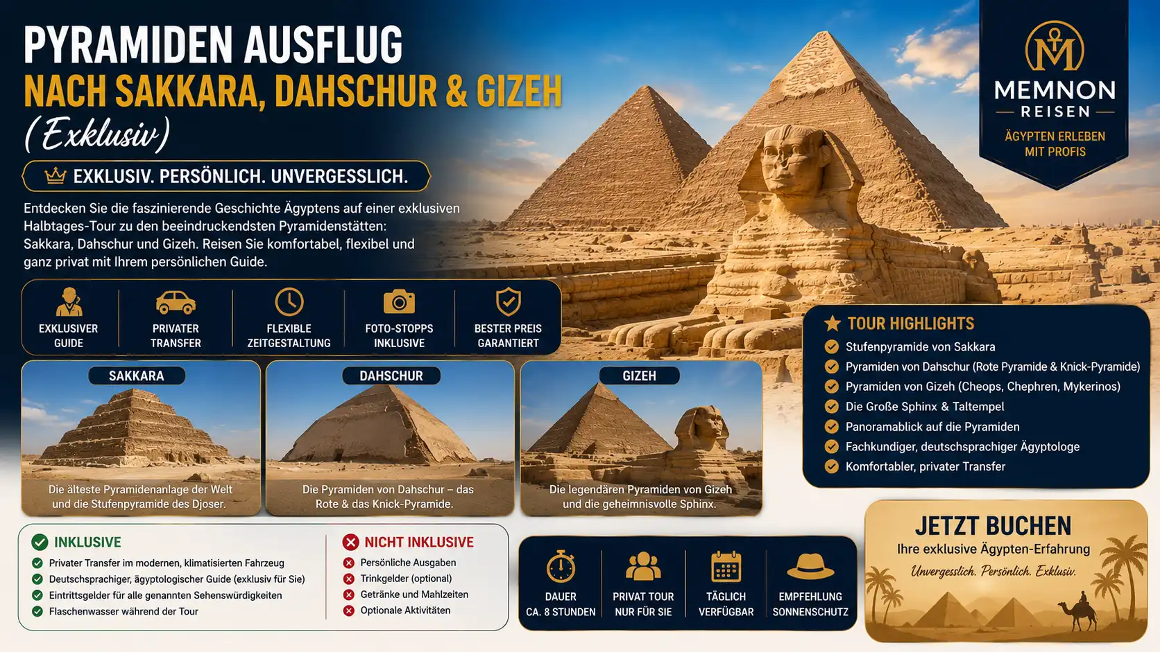 Pyramiden Ausflug nach Sakkara Dahschur und Gizeh