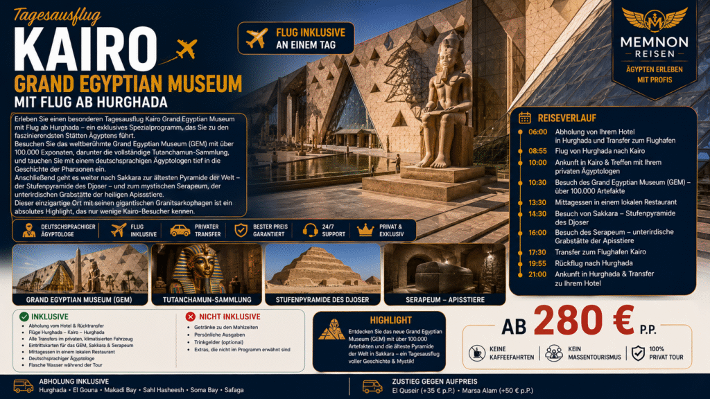 Kairo Grand Egyptian Museum Sakkara und Serapeum mit Flug