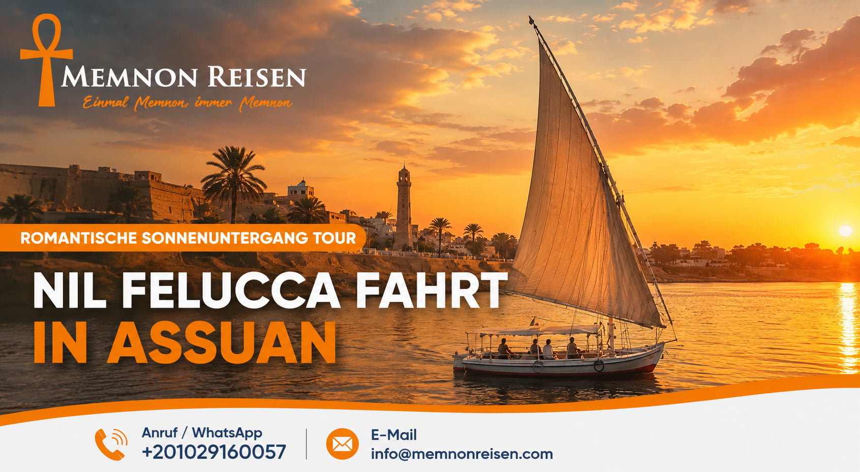 Nil Felucca Fahrt in Assuan – Romantische Sonnenuntergang Tour am Nil