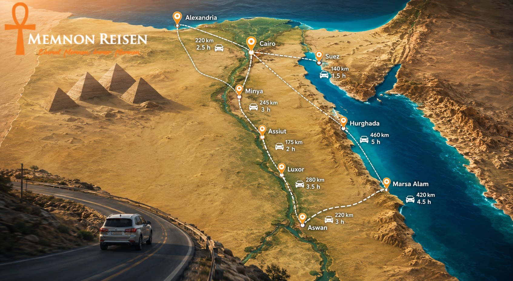 Entfernungen in Ägypten – Wie weit ist es? Fahrtzeiten zwischen Städten