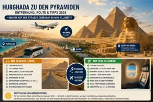 Entfernung Hurghada Pyramiden 2026 – Fahrzeit, Flug & Tagesausflug Gizeh